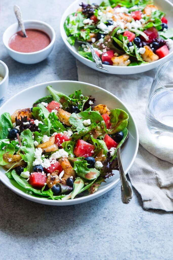 nourished thinking vegetable salad on white ceramic bowl