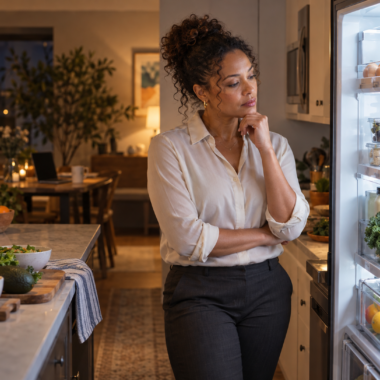 Woman deciding what to eat when nothing sounds good